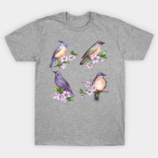 Watercolor Spring Color Birds T-Shirt